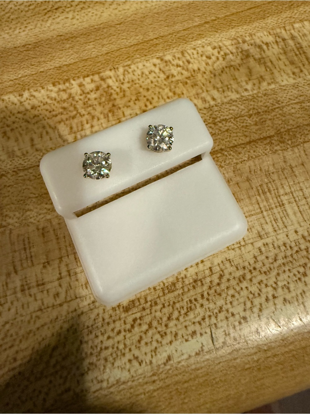 Classic Round moissanite Stud Earrings - Gold Tone